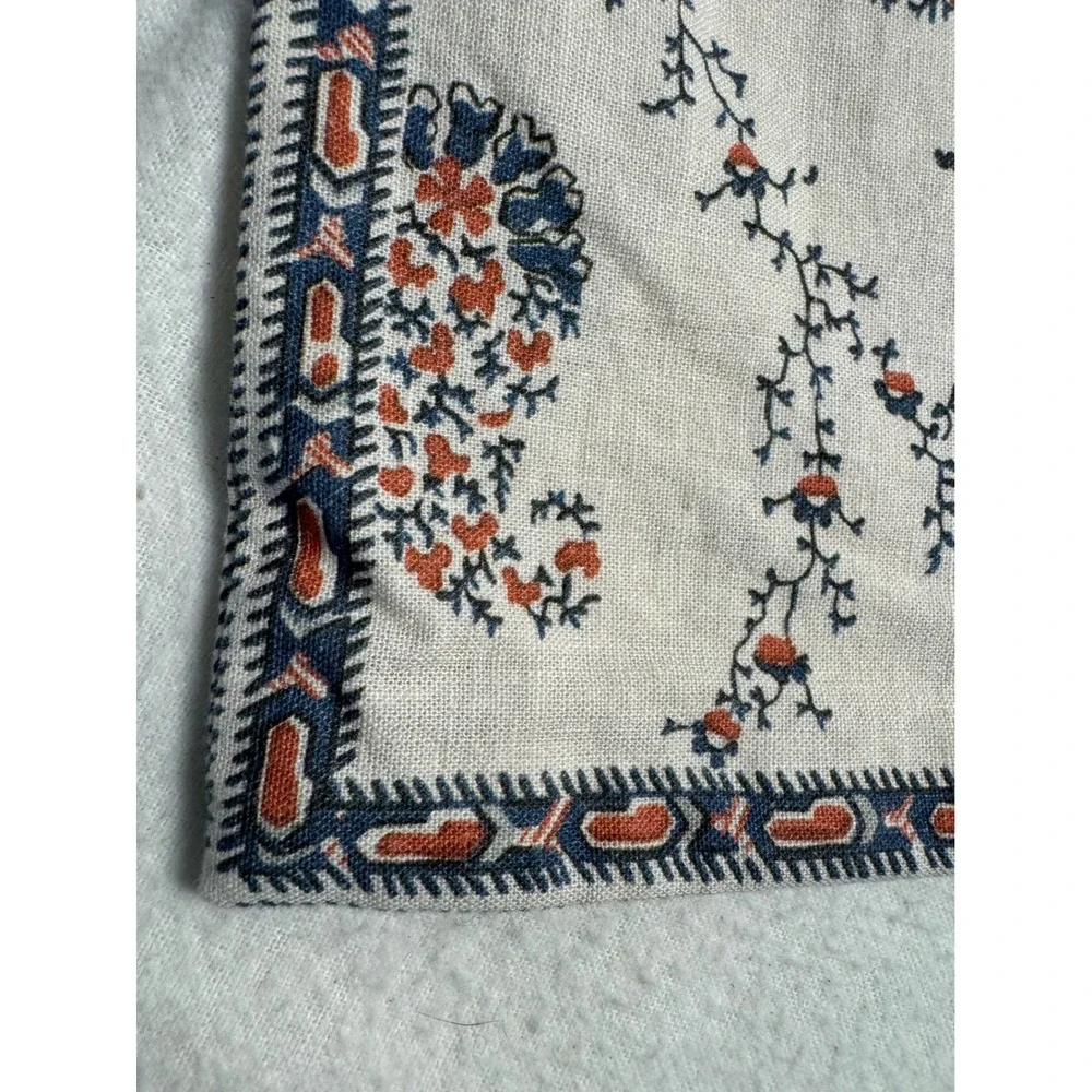 Pottery Barn King Pillow Shams Cream Blue Paisley Cotton Linen Blend 2pc